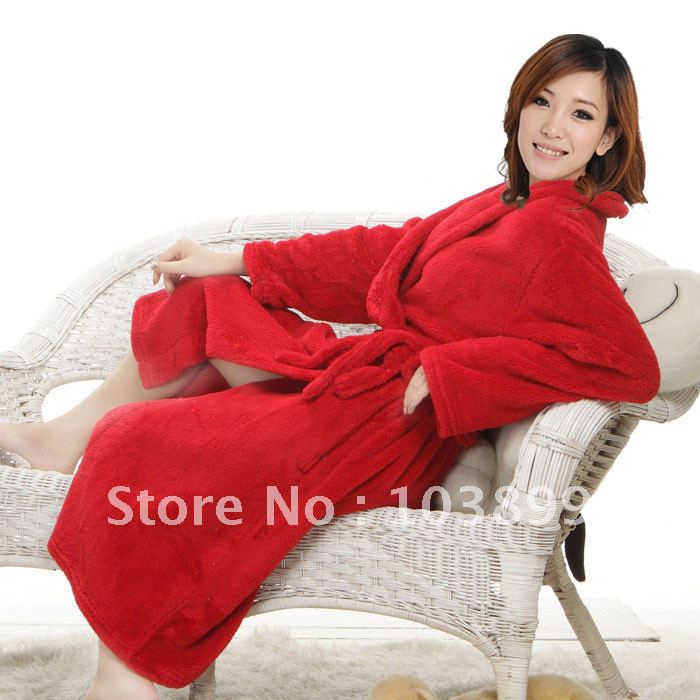 Thickening lengthen coral fleece robe lovers bathrobe male women's autumn and winter sleepwear lounge chromophous