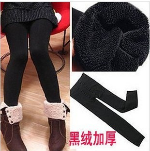 Thickening pearl velvet black velvet grey velvet double layer bamboo pants fiber pants warm pants legging