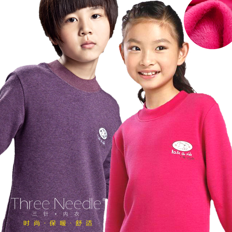 Thickening plus velvet child thermal underwear set 100% cotton red children's clothing girl male child female child