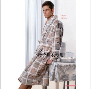 Thickening super soft coral fleece male sleepwear robe bathrobes#9053