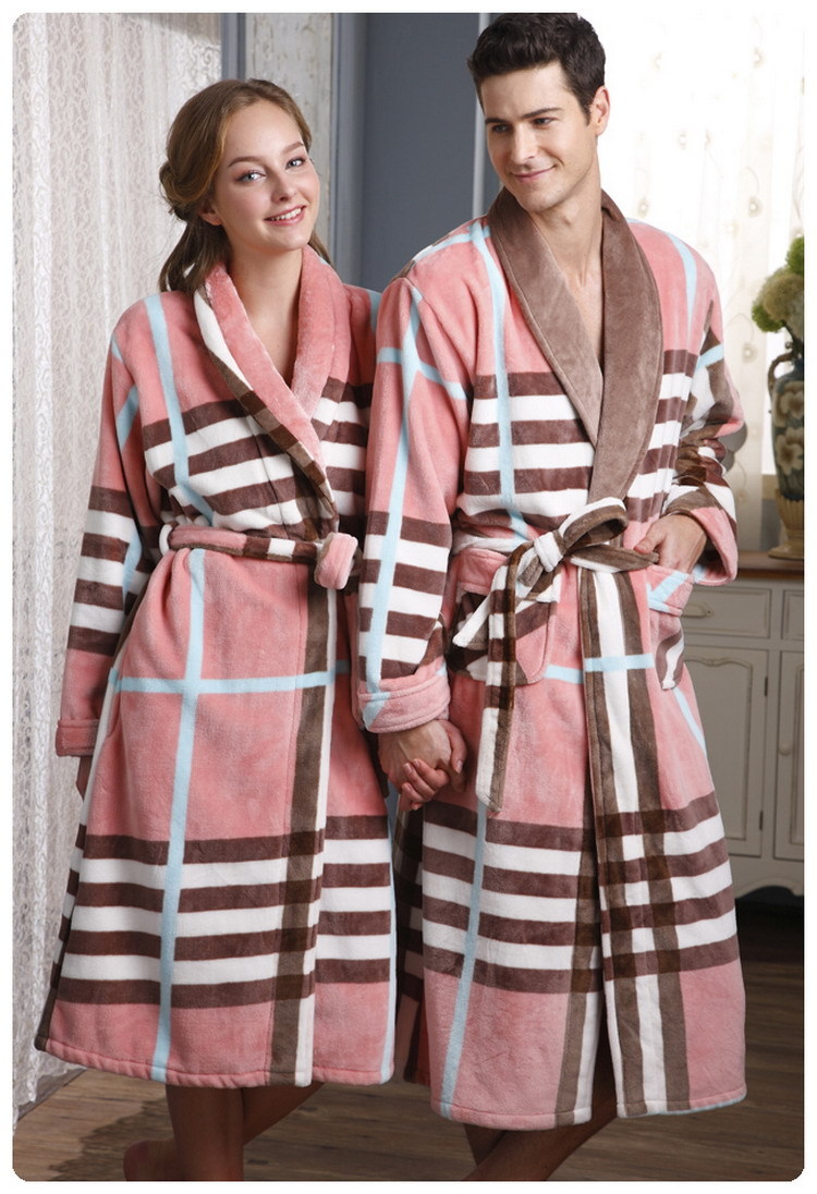 Thickening super soft coral fleece sleepwear lounge 8309 - 8369 casual lovers robe