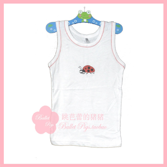 Thin 100% cotton summer girls clothing cartoon T-shirt sleeveless top child summer female child vest