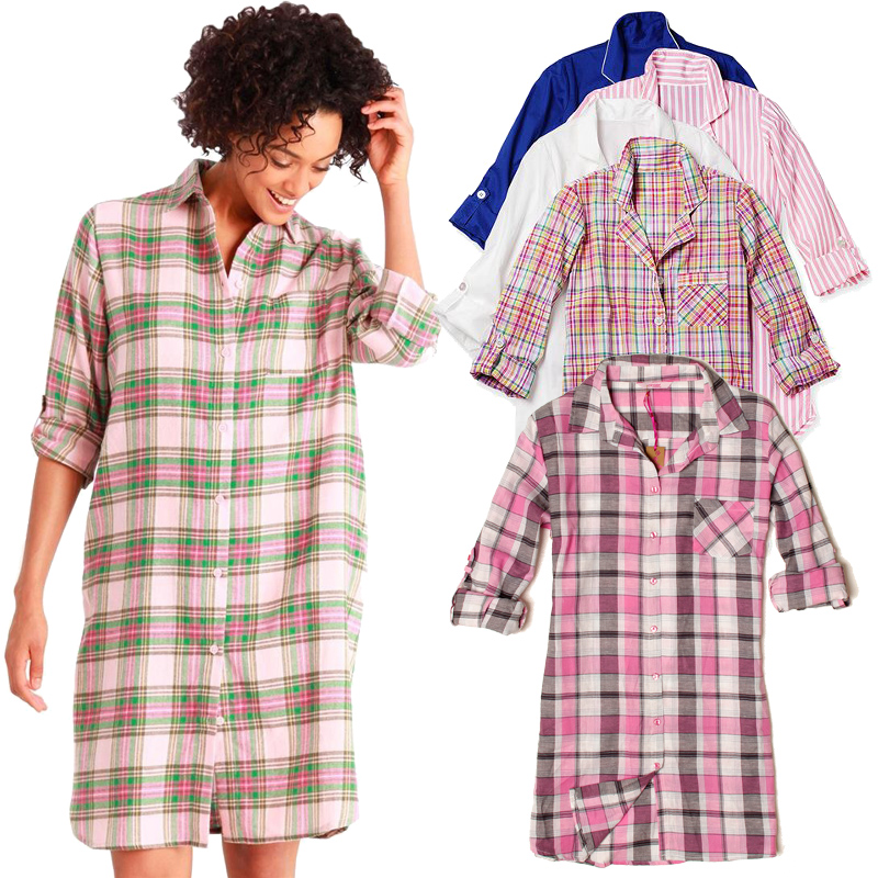 Thin 100% cotton women's shirt long sleepwear nightgown big shirt sleepwear dress