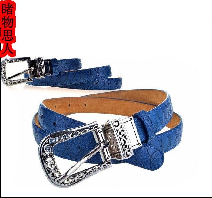 Thin belt genuine leather belt female all-match serpentine pattern fashion strap women's belt