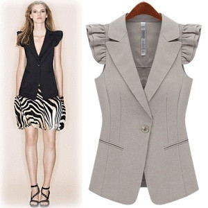 Thin fashion slim long design suit vest white black 140