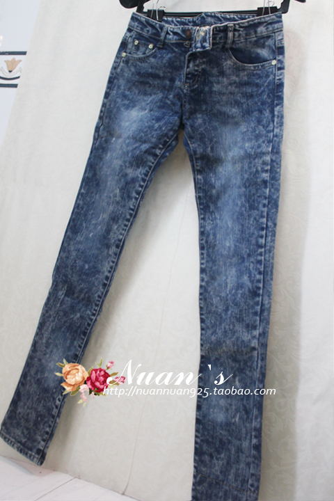 Thin lace patchwork retro finishing wearing white skinny pencil pants jeans short in size