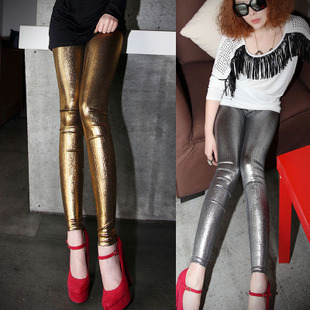 Thin plus size patent leather dull elastic pants fashion ankle length trousers legging faux leather pants female