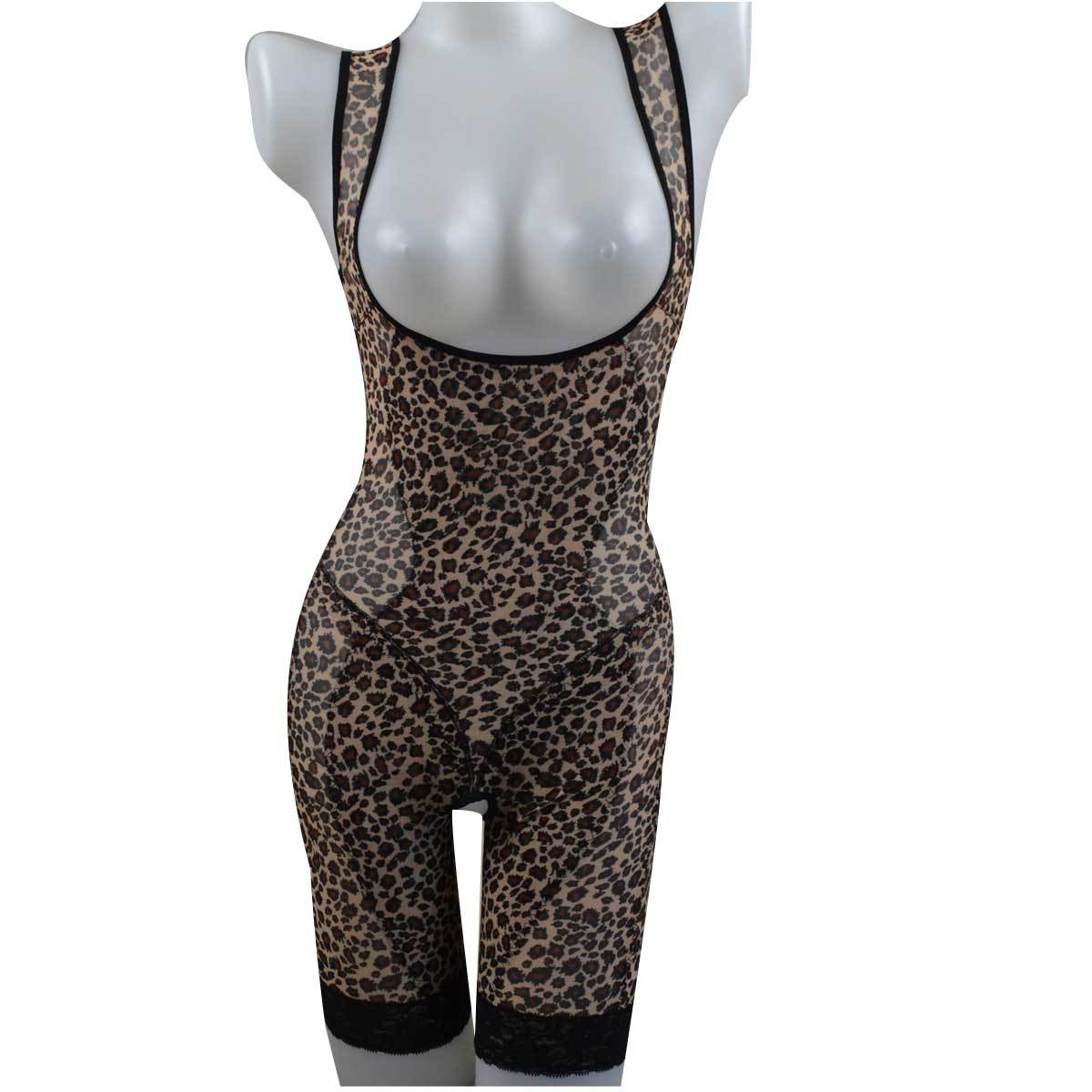 Thin sexy leopard print abdomen drawing slim waist butt-lifting one piece shaper