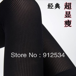 Thin velvet pantyhose vintage fine stripe jacquard three-dimensional vertical stripe black legging socks Tight