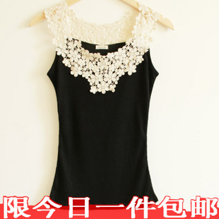 Thread crochet lace slim basic shirt small vest 100% cotton spaghetti strap female spaghetti strap vest