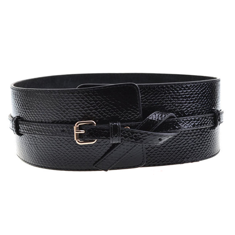 Three-dimensional serpentine pattern women's ultra wide cummerbund belt female fashion genuine leather decoration wide belt