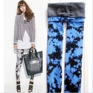 Tie Dye Double Layer Women fashion Warm Leggings Tights Winter Tights Pantyhose very thick