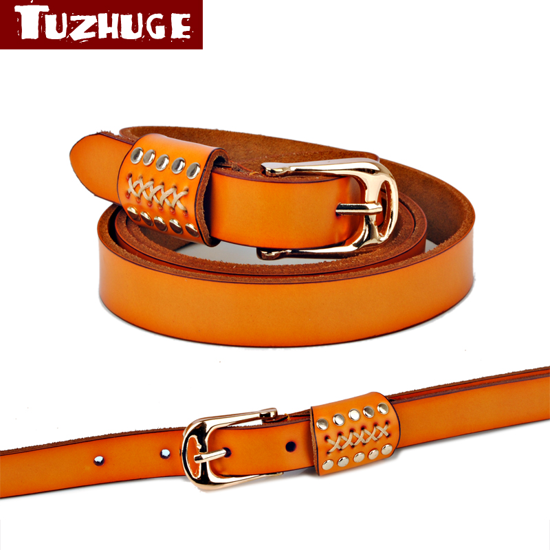 Tieclasps strap Women vintage all-match cowhide genuine leather rivet