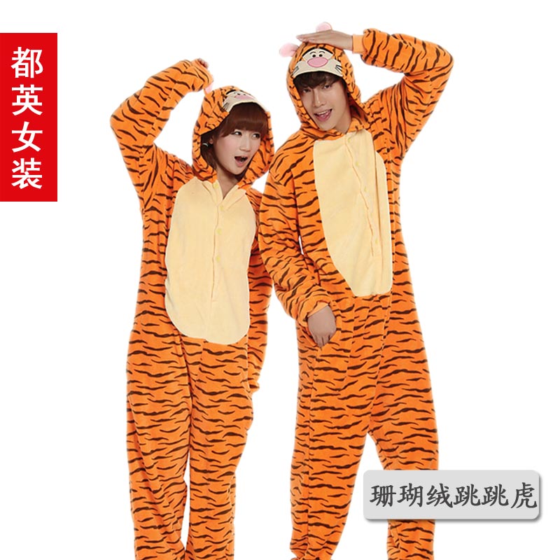 Tiggerific stitch relaxed bear cartoon animal one piece sleepwear lovers lounge costume