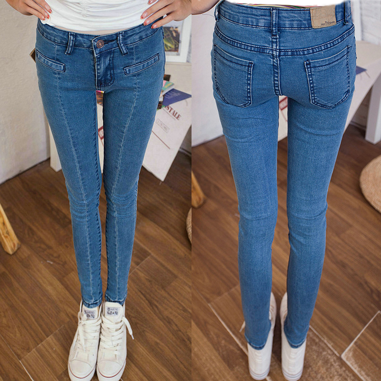 Tight bag fashion all-match vintage stripe pleated jeans female