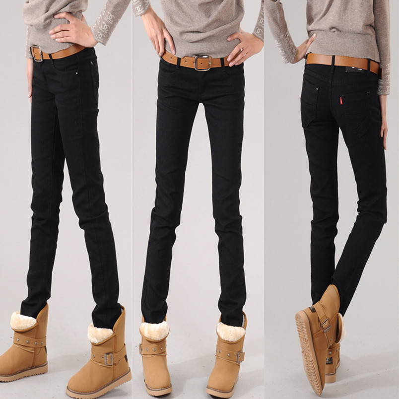 Tight elastic black pencil pants skinny pants jeans boot cut jeans female trousers fashion