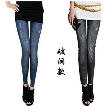 Tight Woman Lady Leggings trousers Sexy broken hole Print Style Free Shipping 3013