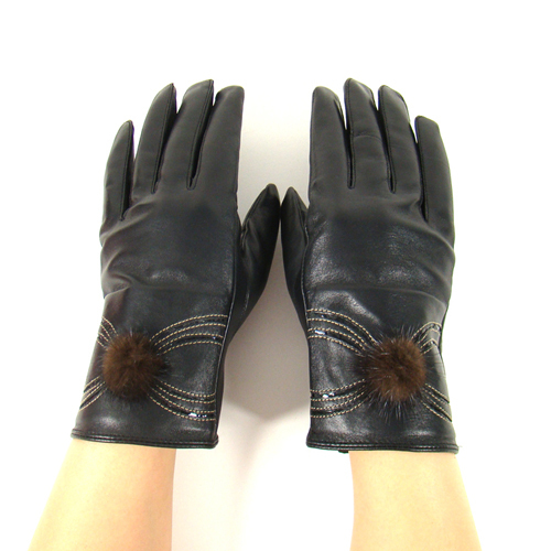 Tlove genuine leather gloves female sheepskin gloves women's thin autumn and winter thermal mink hair gloves