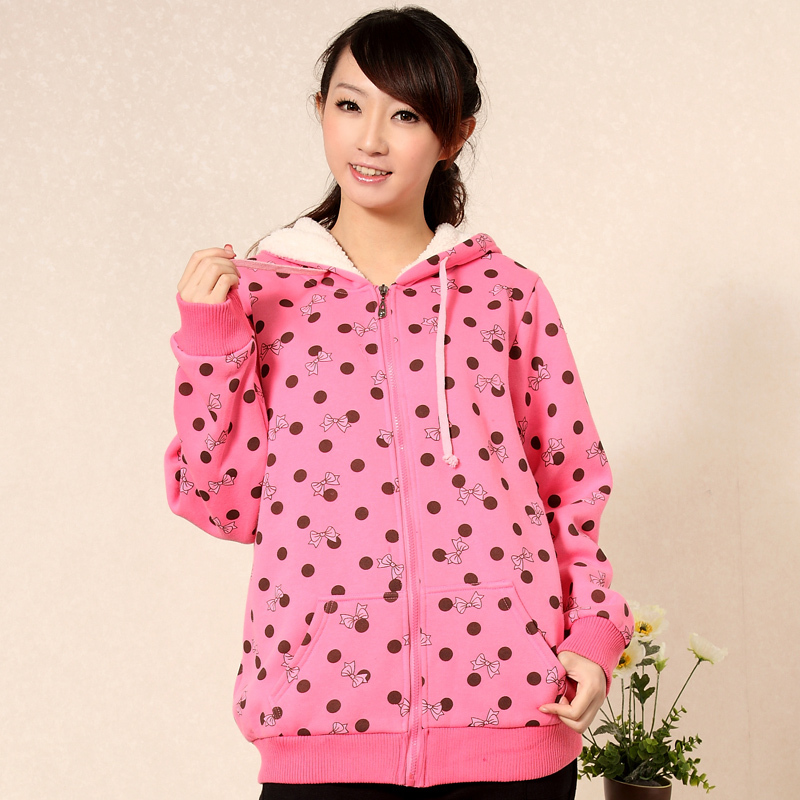 To-be mommies mommas maternity clothing autumn and winter zipper polka dot maternity wadded jacket outerwear