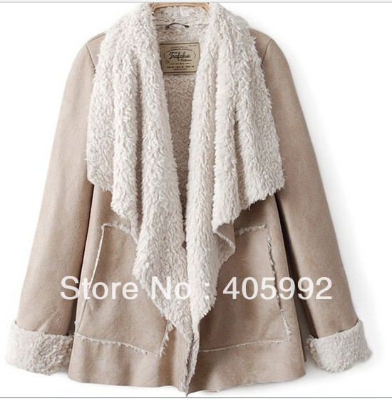 Top grade new arrival OL big turn-down collar overcoat in 2 sizes, high quality of chamois leather&cashmere heat retention,