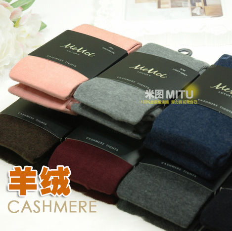 Top high quality cattle luxury super soft cashmere thermal autumn and winter thick pantyhose