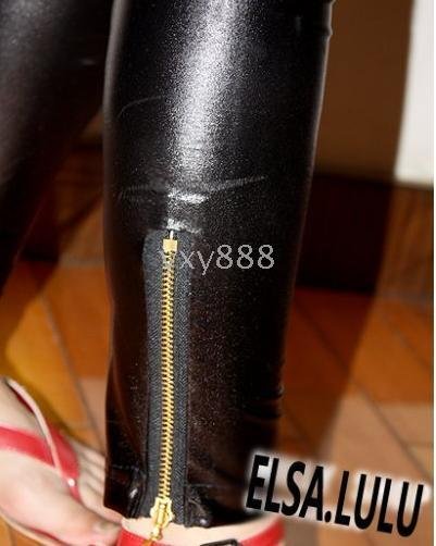 Top seller Punk leather lateral zipper leggings 6pcs zipper can open