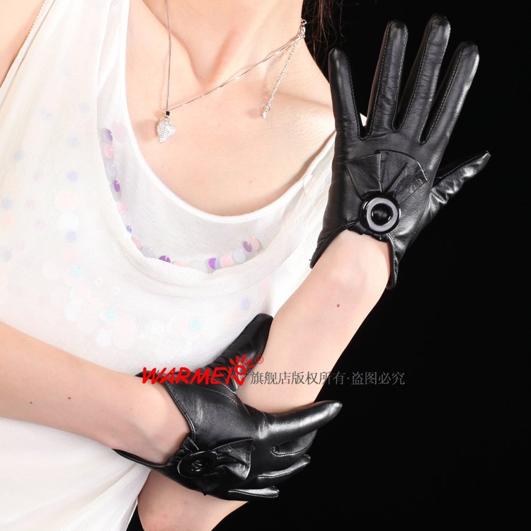 Top sheepskin winter genuine leather female gloves l078nq