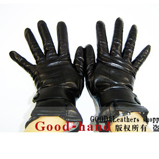 Top Sheepskin women's genuine leather gloves 6853 black Free Shipping