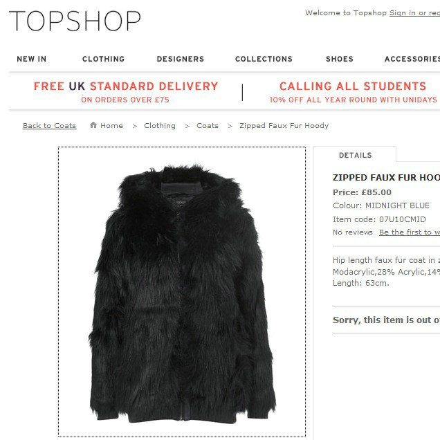 Topshop asos blue artificial leather hooded outerwear overcoat jacket