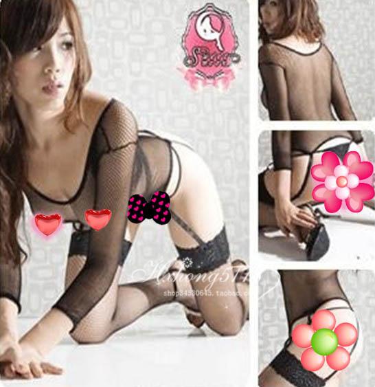 Transparent one piece netting socks one-piece t piece set sexy temptation female jumpsuit set mesh clothing