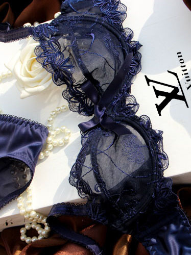 Transparent ultra-thin sexy lace underwear women's 's charming bra set bra