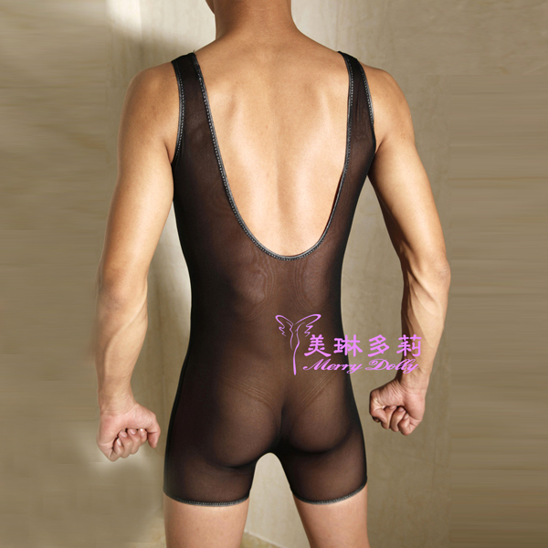 Transparent usuginu dolly u vest sexy tight bodysuit male one piece body shaping m437