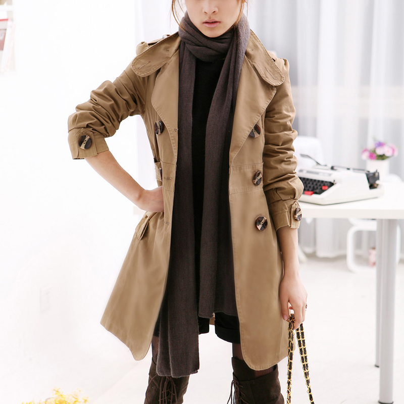 Trench 2012 spring and autumn outerwear women's medium-long trench outerwear 1312  W37