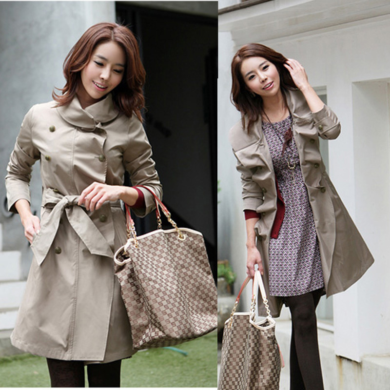 Trench Women 2012 autumn outerwear double breasted trench wave dress trench medium-long outerwear