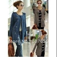 Trendy Double-breasted Collarless Jacket Coat For Women SIZE M/L/XL