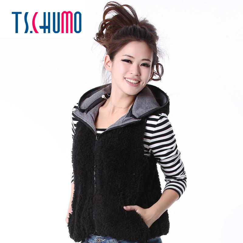 Tschumo cardigan hooded black cotton ol 100% fleece vest