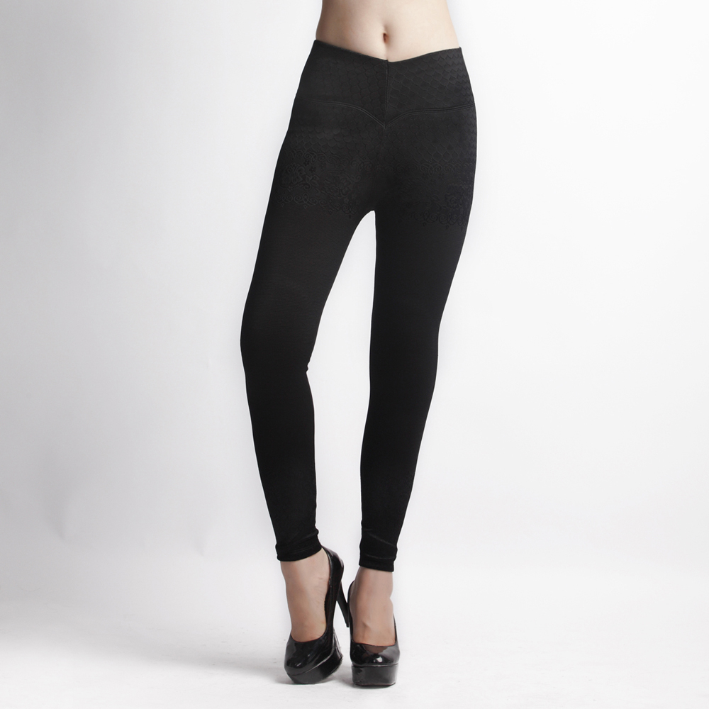 Tulip body shaping warm pants plus velvet double layer abdomen drawing butt-lifting high waist legging