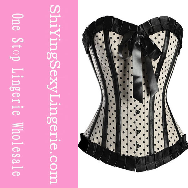 Turquoise Polka Dot Front Shot Corset LC5147 Cheaper price Drop Shipping