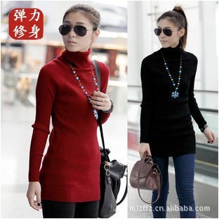 turtleneck sweater basic shirt female medium-long sweater women's slim christmas sweater LADIES' CLOTHES