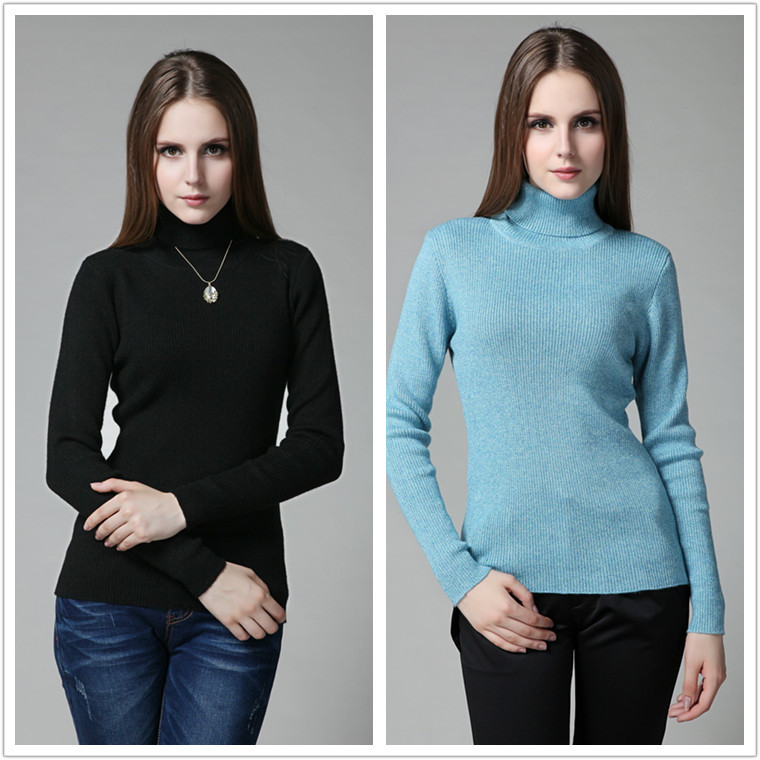 Turtleneck tight cashmere sweater all-match women's thickening slim basic sweater