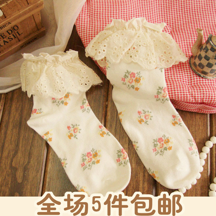 Tutuanna lace decoration sock pile of pile of socks sock slippers female w07