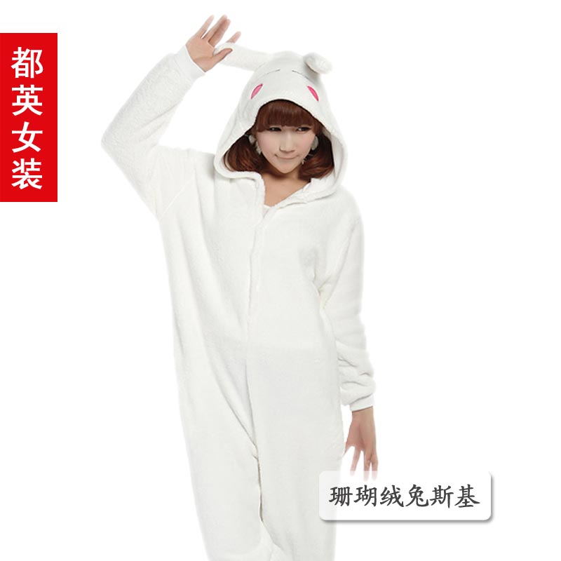 TUZKI coral fleece cartoon one piece sleepwear series lovers at home service costume