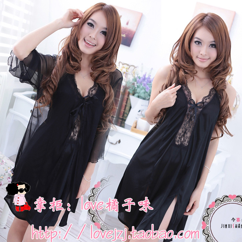 Twinset rose sexy nightgown shirt set spaghetti strap sleepwear