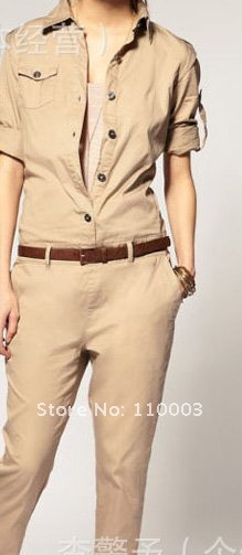 Two-piece pants to wear sleeve single breasted badges decorated cotton sent belt  A612