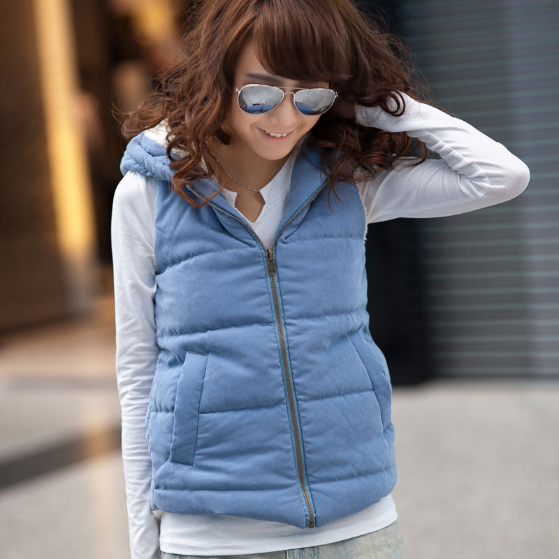 Two ways vest women's 2012 autumn new arrival autumn and winter thickening cotton vest with a hood vest