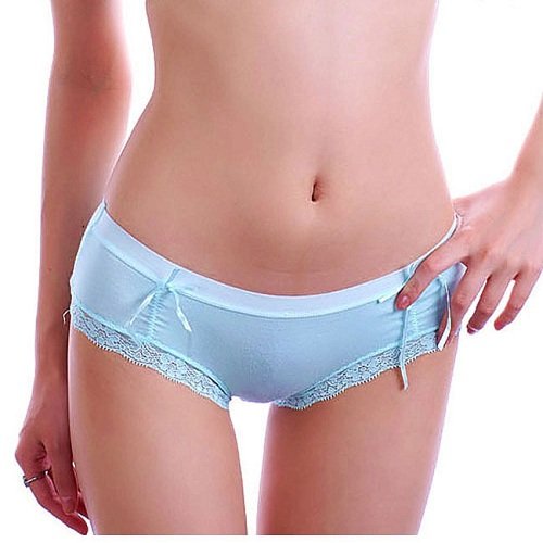 U06 Free Shipping Wholesale 6 PCS/lot Sexy Cotton Hiphuggers Women Panties Lace Briefs Fashion Double Bowknots Underwear