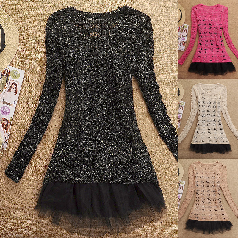 Ubiquitous1 2012 sweet all-match knitted sweater spaghetti strap tulle dress basic twinset skirt female