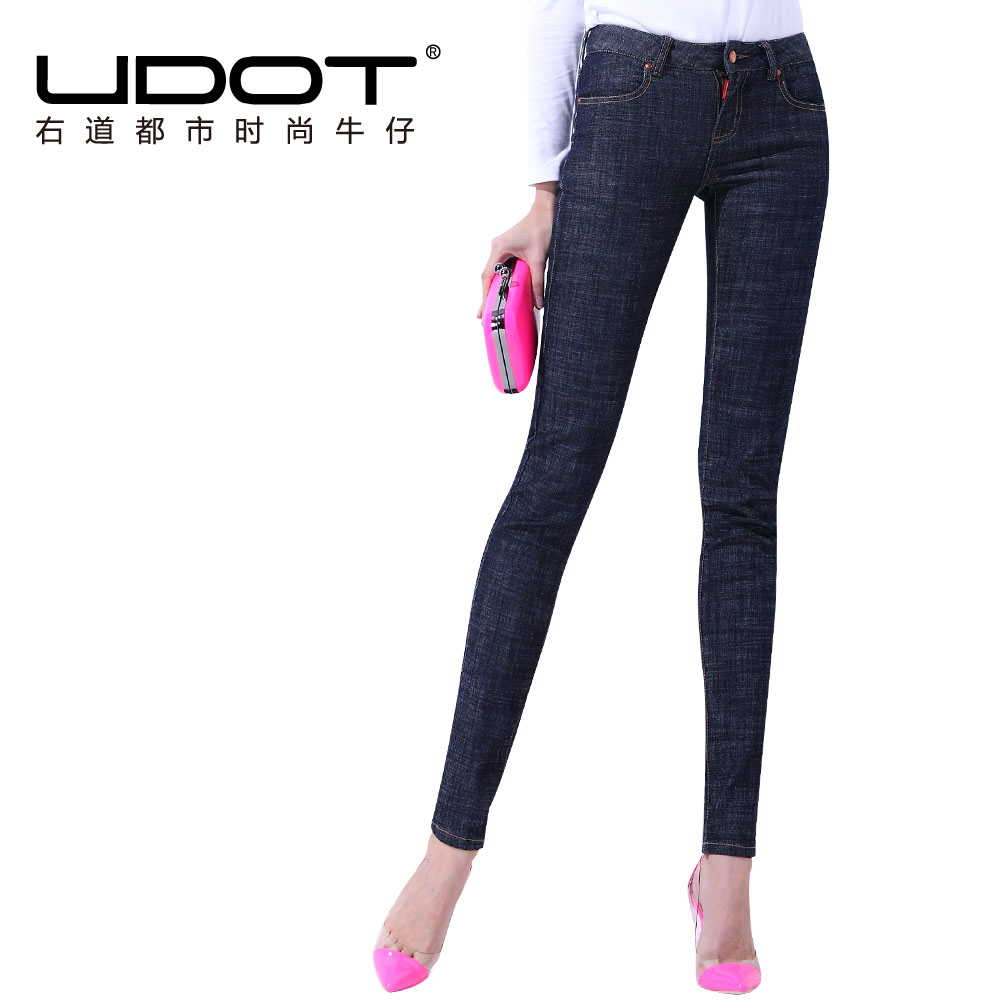 Udot 2013 spring and summer jeans mid waist slim pencil pants female 509