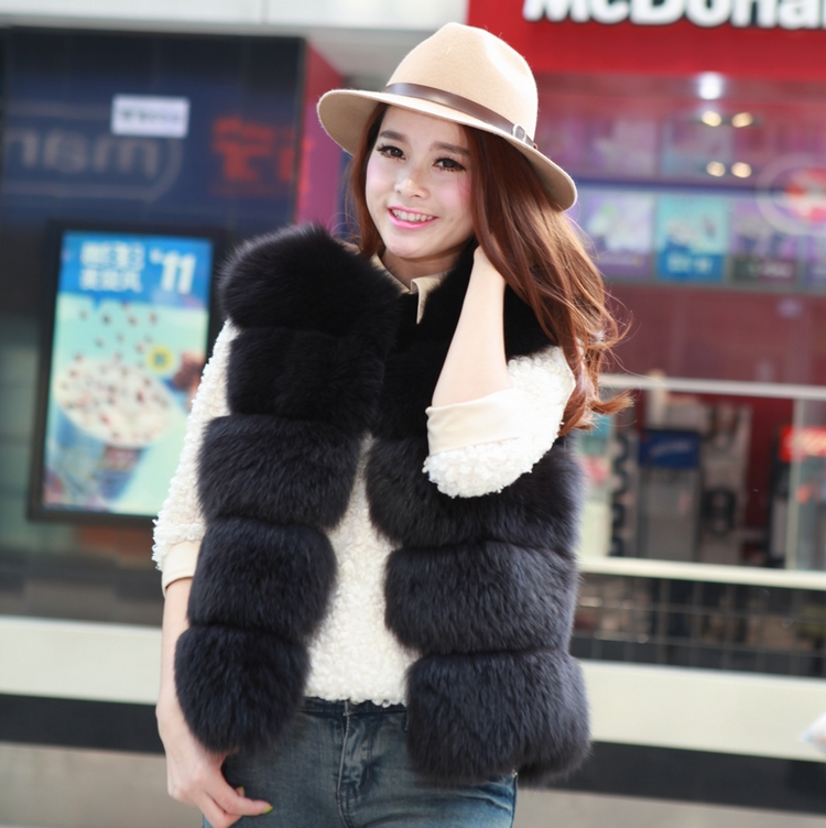 Ultimate luxury brief full leather fox fur short design vest outerwear new arrival customize color