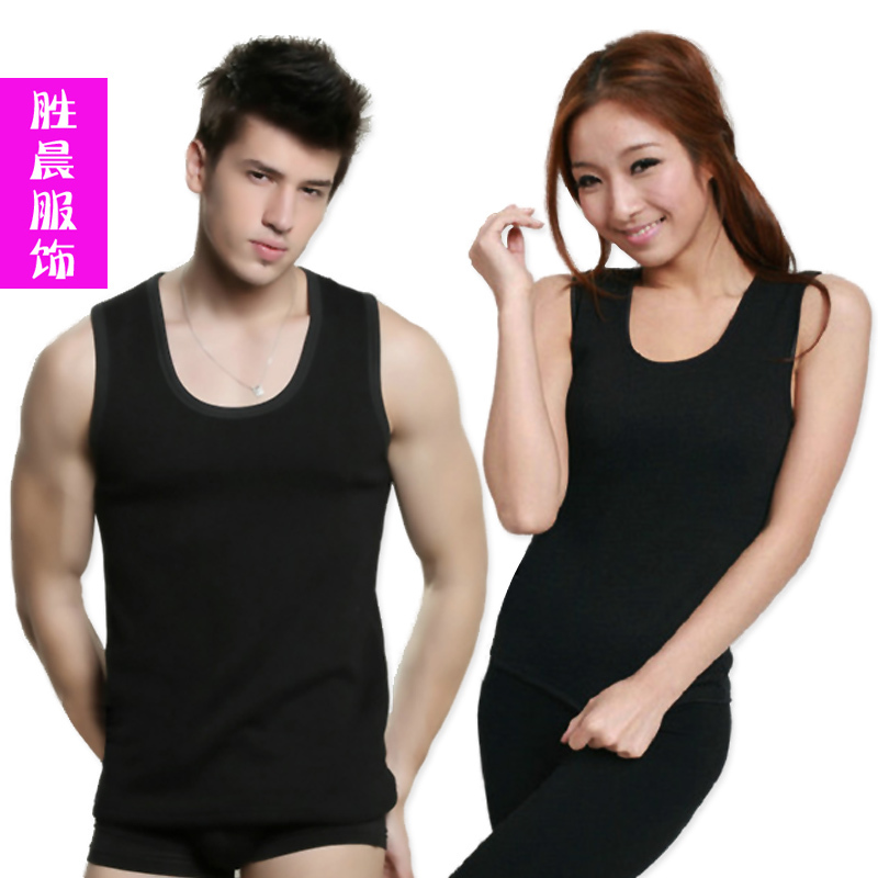 Ultra soft male women's thermal vest thickening plus velvet thermal underwear top